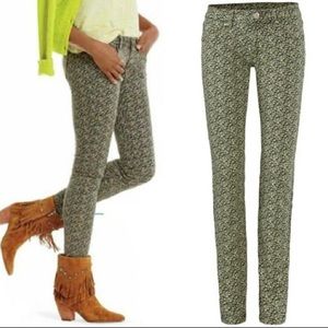 CAbi Women's Skinny Jeans - Ditsy Pattern Black, tan, green